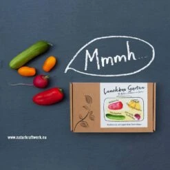 Mini-Gemüse' Saatgut: Balkonpaprika, Snackgurken, Obsttomaten, Radieschen -Compo Verkaufsgeschäft 0710102936 Lunchbox Garten mit Minigemuese 2 87439