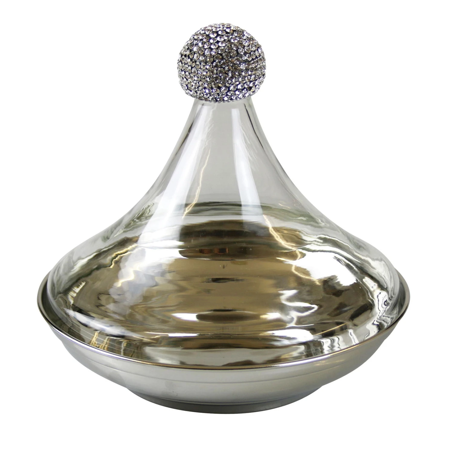 Schale Mit Spitzer Haube Und Strass, Silber, H 23 X Ø 24 Cm 1 Schale Mit Spitzer Haube Und Strass, Silber, H 23 X Ø 24 Cm