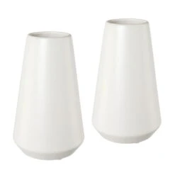 Vase Bilbao, 2er-Set, Keramik, Weiß, 12,5 X 12,5 X 20,5 Cm