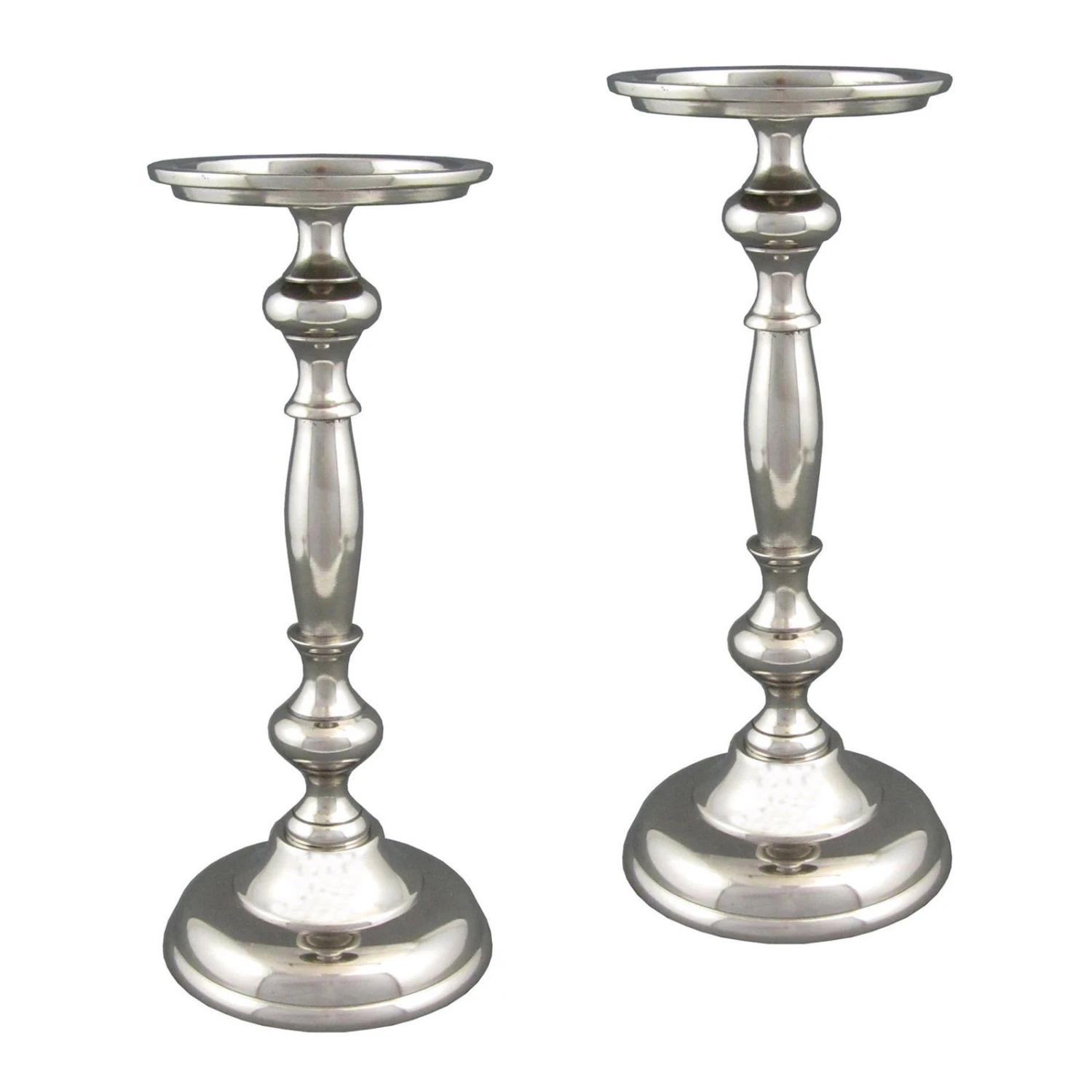 Kerzenteller, Kerzenhalter, 2er-Set, Aluminium, Silber, Für Stumpen, 20 X 11,5 Cm 1 Kerzenteller, Kerzenhalter, 2er-Set, Aluminium, Silber, Für Stumpen, 20 X 11,5 Cm