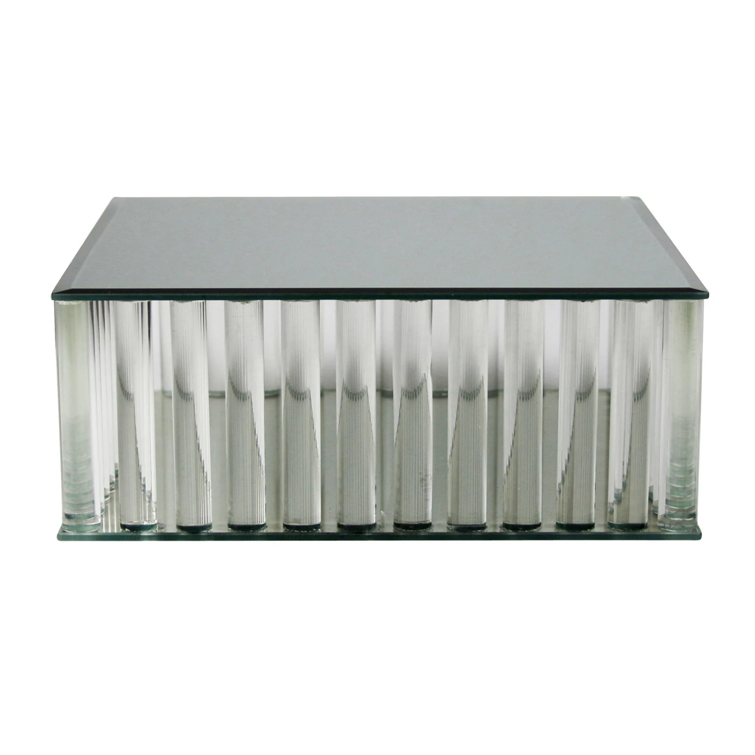 Glasobjekt, Eckig, Silber, Glas, 10 X 25 X 25 Cm 1 Glasobjekt, Eckig, Silber, Glas, 10 X 25 X 25 Cm