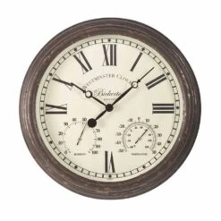Bickerton Wanduhr Und Thermometer, 38 Cm, Witterungsbeständig, Vielseitig