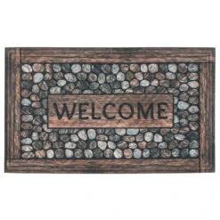 Fussmatte 'Printed Lima Framed Pebbles', Braun, 45 X 75 Cm