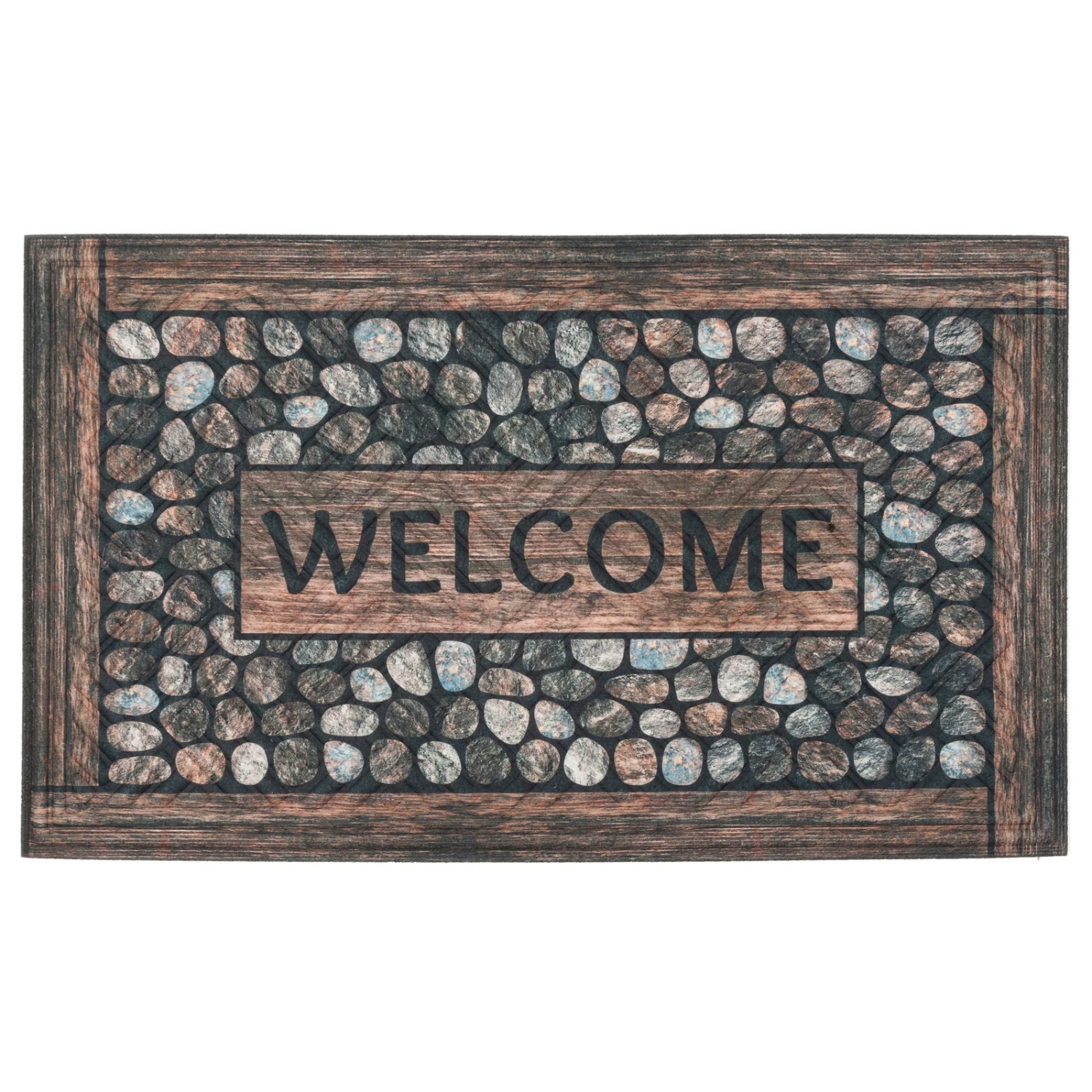 Fussmatte 'Printed Lima Framed Pebbles', Braun, 45 X 75 Cm 1 Fussmatte 'Printed Lima Framed Pebbles', Braun, 45 X 75 Cm