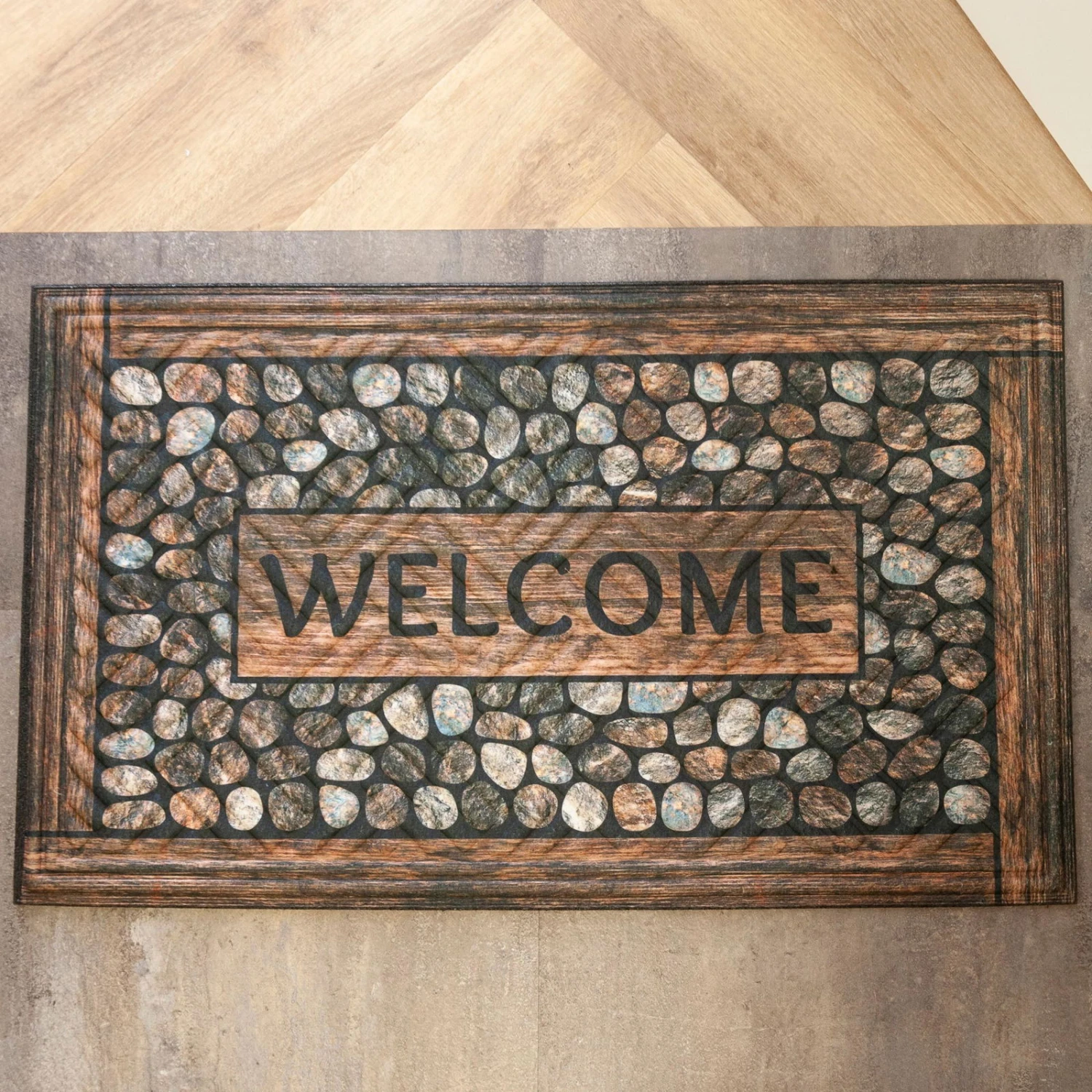 Fussmatte 'Printed Lima Framed Pebbles', Braun, 45 X 75 Cm 3 Fussmatte 'Printed Lima Framed Pebbles', Braun, 45 X 75 Cm – Bild 3