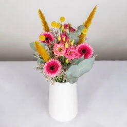 Gemischter Blumenbund 'Glücksrausch' Inkl. Gratis Grußkarte -Compo Verkaufsgeschäft 1025700004 DIY Mixbund Gluecksrausch Gerbera Lisi Euka Statice Crasp Fluffy 2 94528