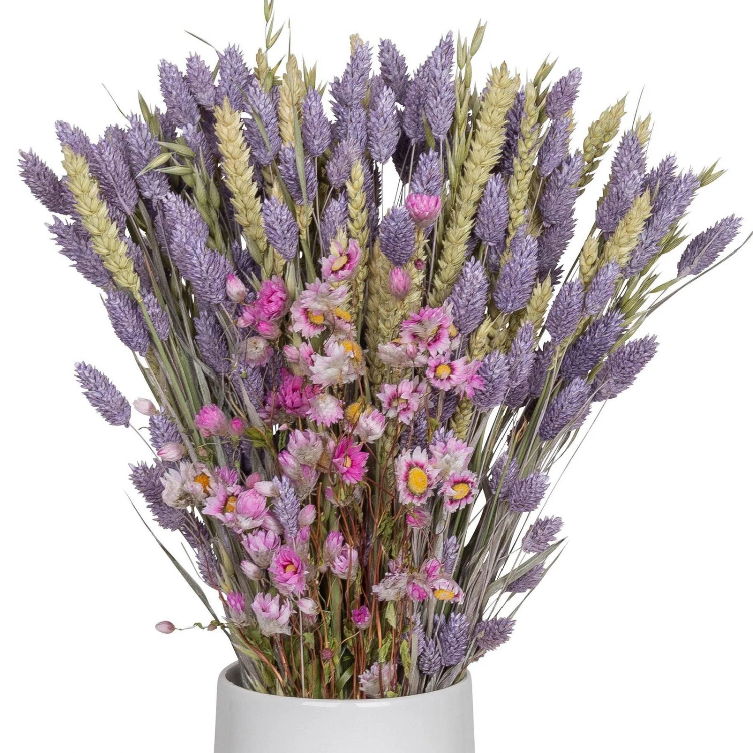 Rosa Trockenstrauß & Lila Glanzgras, 3er-Set, Länge Ca. 55 - 70 Cm 1 Rosa Trockenstrauß & Lila Glanzgras, 3er-Set, Länge Ca. 55 - 70 Cm