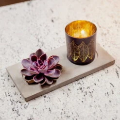 Schnittecheverie Auf Dekotablett Mit Windlicht, Maße Ca. 26 X 12 Cm