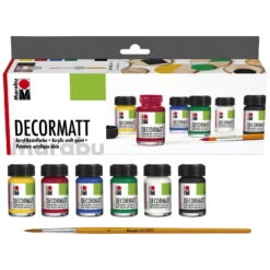 Decormatt Starterset, 1 Pinsel, 6x Decormatt Acryl á 15ml