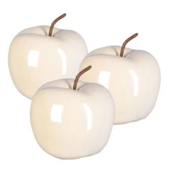 Dekoapfel PEARL, 3er-Set, Keramik, Creme, 12 X 9,5 Cm