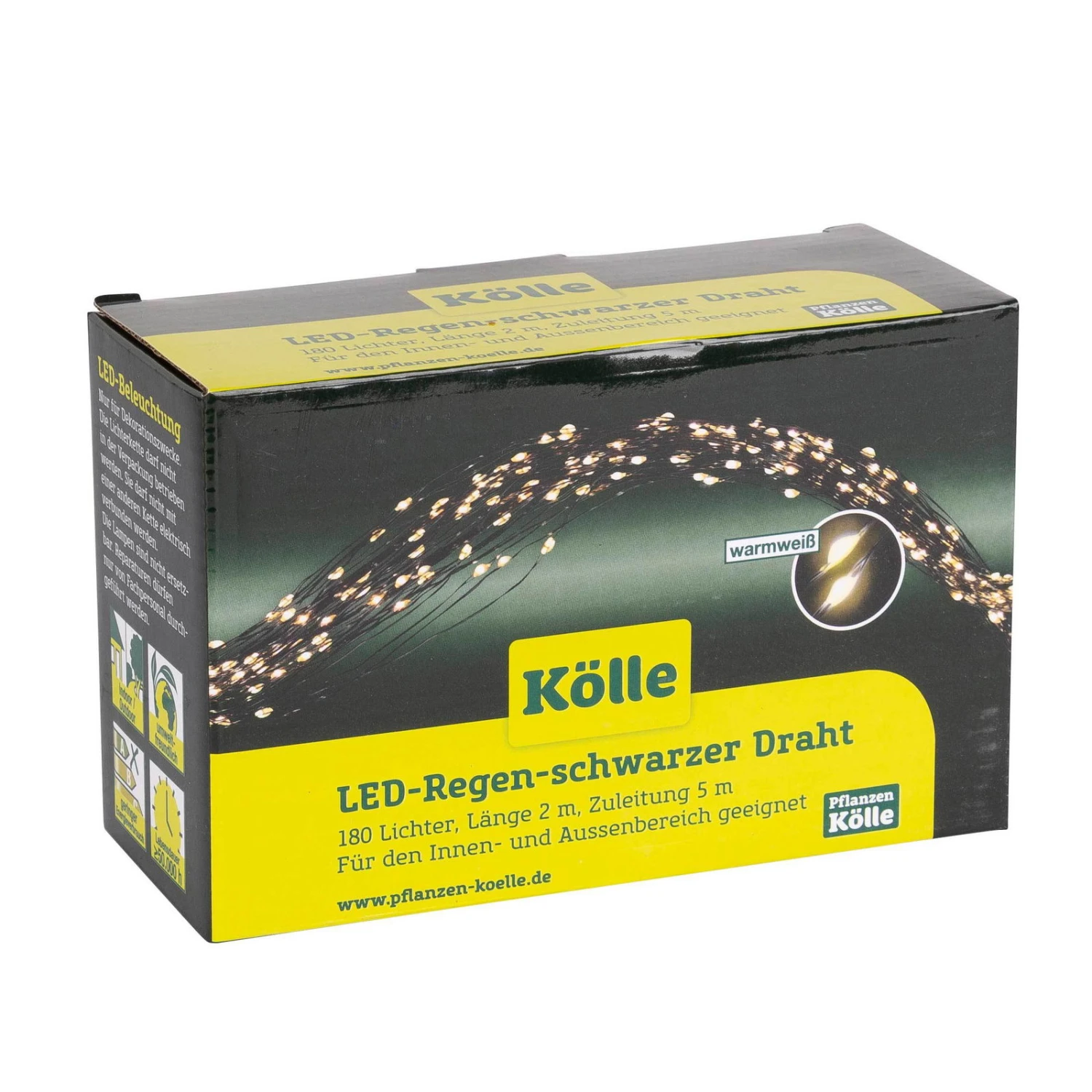 Kölle LED Regen 180 Lichter, Warmweiß, 2 M, Schwarzer Draht 2 Kölle LED Regen 180 Lichter, Warmweiß, 2 M, Schwarzer Draht - Image 2