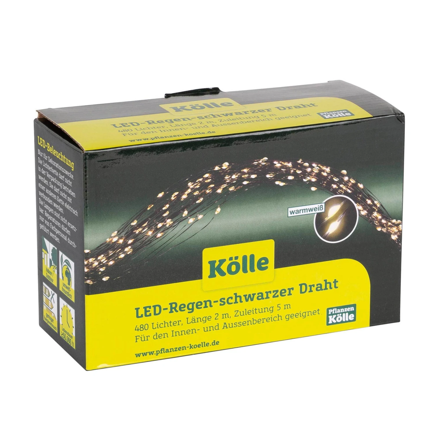 Kölle LED Regen 480 Lichter, Warmweiß, 2 M, Schwarzer Draht 2 Kölle LED Regen 480 Lichter, Warmweiß, 2 M, Schwarzer Draht - Image 2