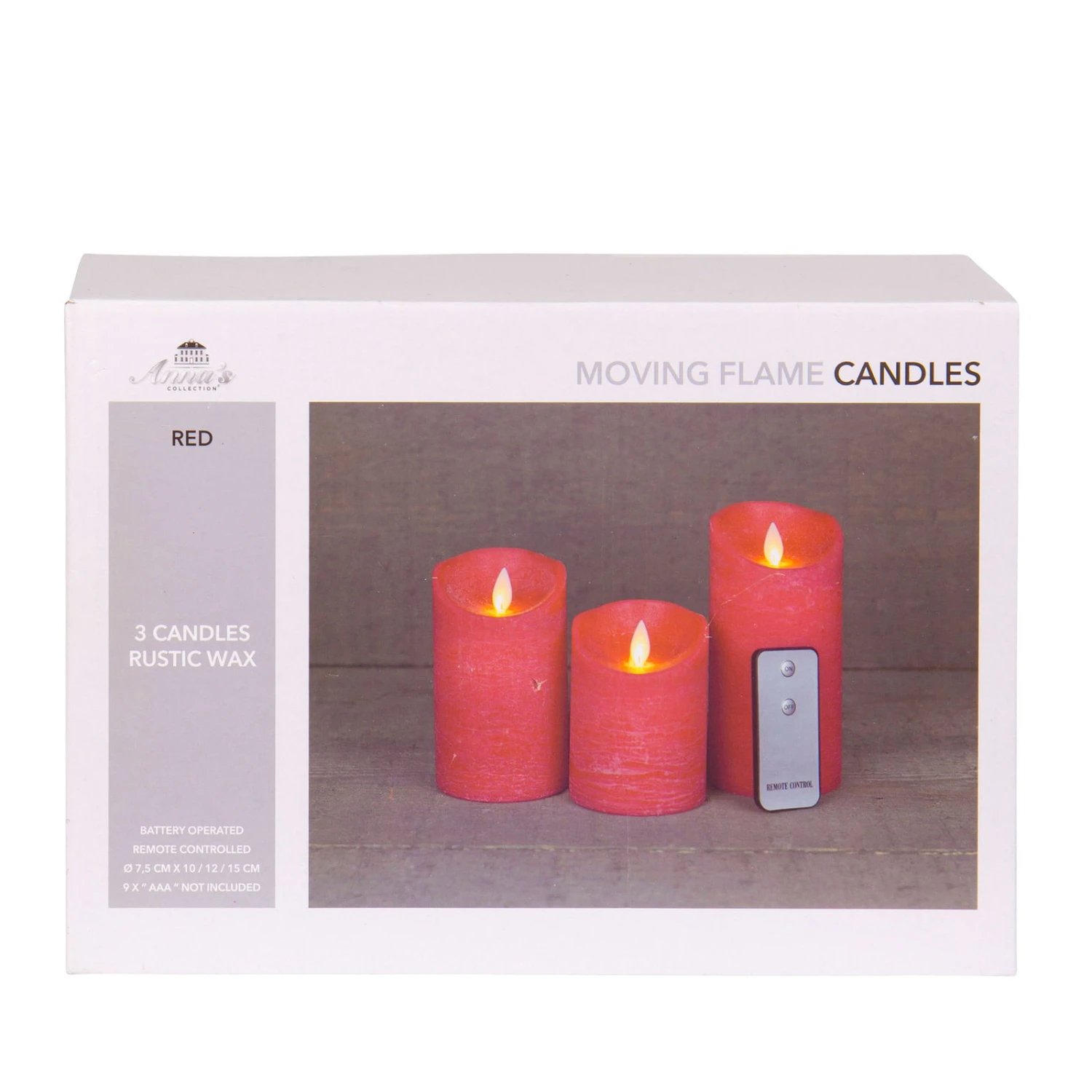 LED-Echtwachskerze, 3 Stück, Rot, Flackernd, 7,5 X 10/ 12,5/ 15 Cm 2 LED-Echtwachskerze, 3 Stück, Rot, Flackernd, 7,5 X 10/ 12,5/ 15 Cm - Image 2