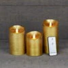3er-Set LED-Echtwachskerze, Magic Flame, Gold, Fernbedienung, Batterie -Compo Verkaufsgeschäft 2040304723 LED Echtwachskerze Magig Flame gold 96703