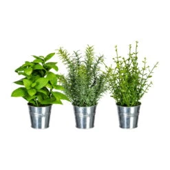 Kunstpflanze Kräutermix Set, Grün, Topf-Ø 8 Cm, Höhe Ca. 23 - 26 Cm