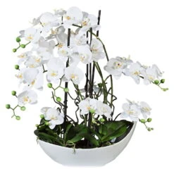 Kunstpflanze Orchideen-Arrangement In Weißer Keramikschale, Ca. 68 Cm