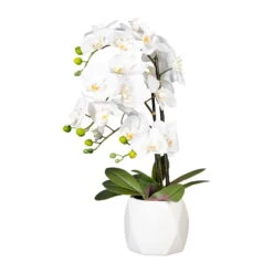 Kunstpflanze Phalaenopsis 'Real Touch', Weiß, Topf-Ø 15 Cm, Höhe Ca. 60 Cm