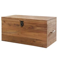 YOGA Truhe Holz Natur, Sheesham Massiv, 80x40x40cm