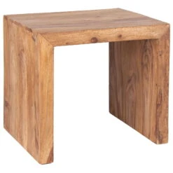 YOGA Tisch Cube Im Indischen Stil, Massives Sheeshamholz, Natur
