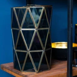 Windlicht Im Geometrischen Design, H 34 X Ø 22 Cm