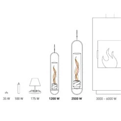 SPIN 90 Hängefeuer, Silber, Edelstahl, 60 X 13 X 9 Cm -Compo Verkaufsgeschäft Waermeleistung Grafik SPIN Haengefeuer 119422